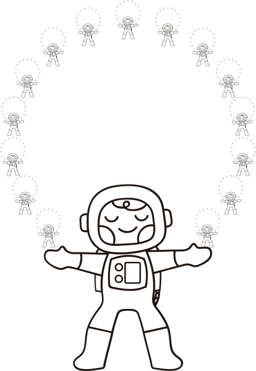 만화의 색칠 페이지 Astronaut 와 a Circle 의 스타