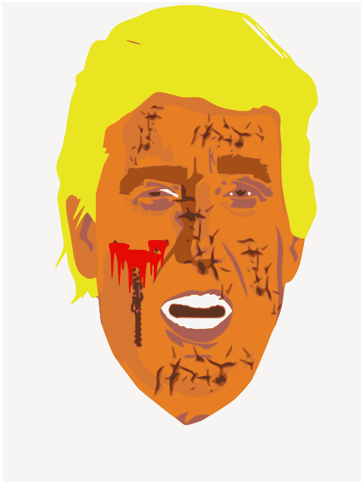 A 사람 와 빨강 Paint 에 그의 얼굴