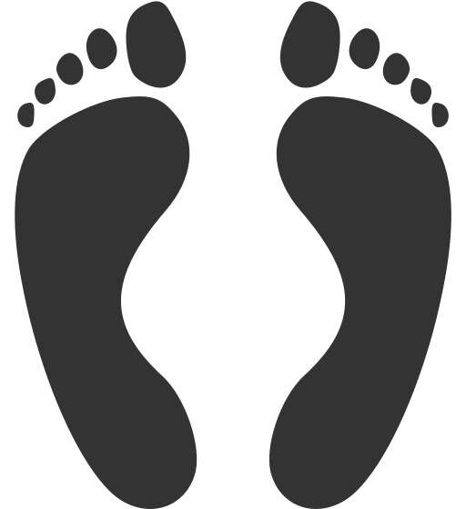 A Pair of Footprints with Black Dots on Them