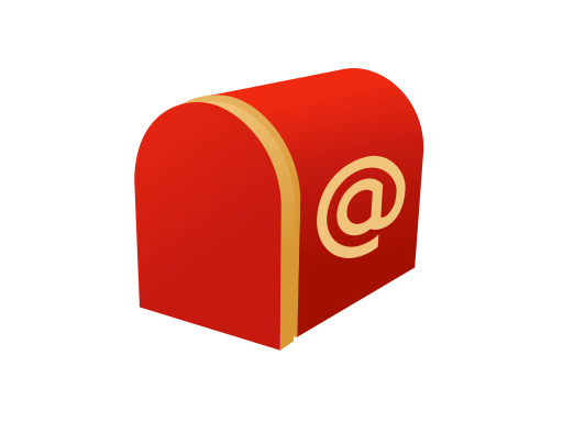 노란색 줄무늬가있는 빨간색 Mailbox