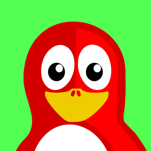 노란색 Beak과 흰색 벨리와 붉은 펭귄