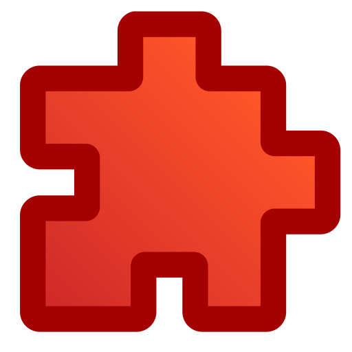 A Red Puzzle Piece with a Red Center on a White Background