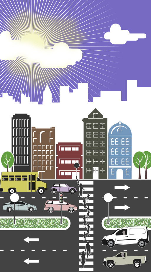 A City With Cars And 빌딩