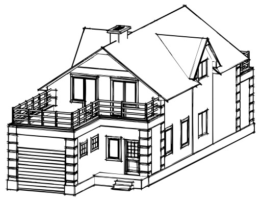 Balcony와 Balconies를 가진 2개의 이야기 집