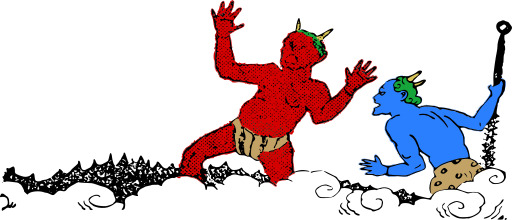 뿔 을 가진 악마 와 악마 의 그림