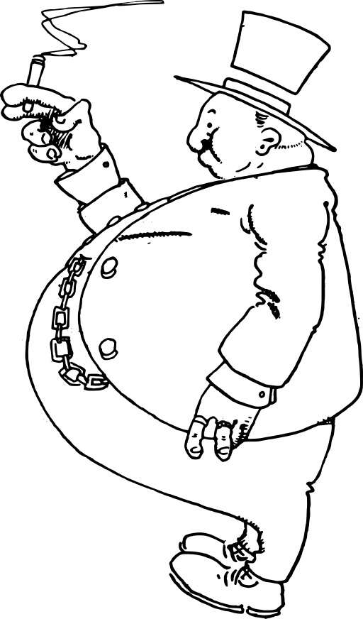 black and white drawing of a man in top hat