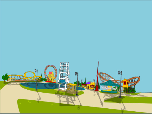 A Park With A Roller Coaster And A Roller 코스터