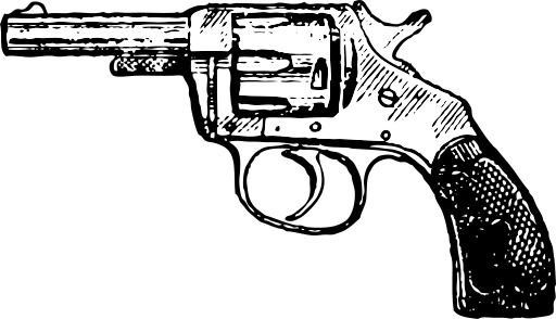 흰색 배경에 잉크에 Revolver Drawn