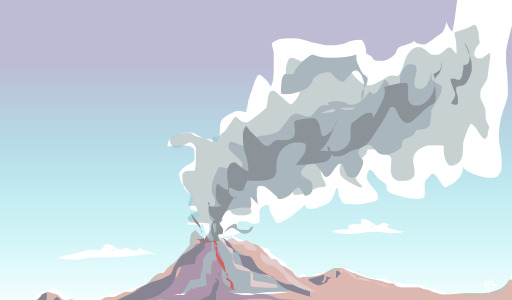 A Volcano With Smoke Coming Out Of It에