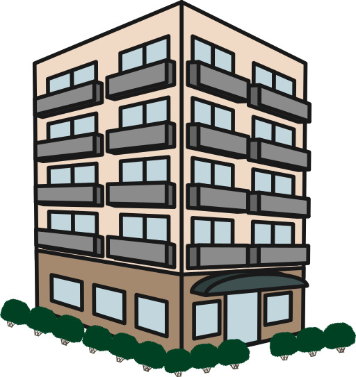 아파트 건축 With Many Windows And Trees