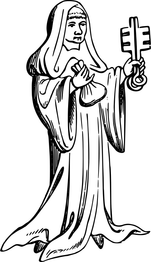 검정 과 화이트 a 수녀 Holding a 총