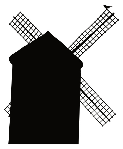 검정 과 화이트 silhouette 의 a windmill