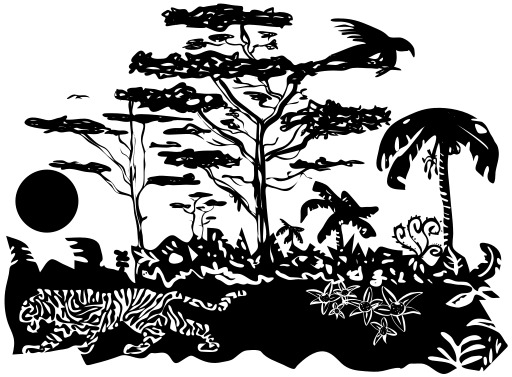 블랙 And White A Jungle Scene