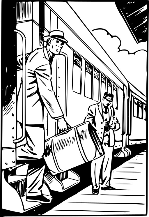 블랙 And White A Man And A Woman On A Train Platform
