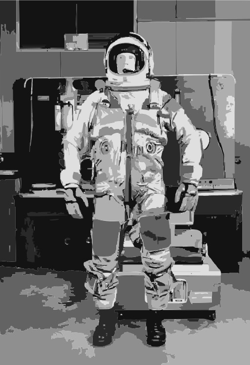 블랙 And White A Man In A Space Suit