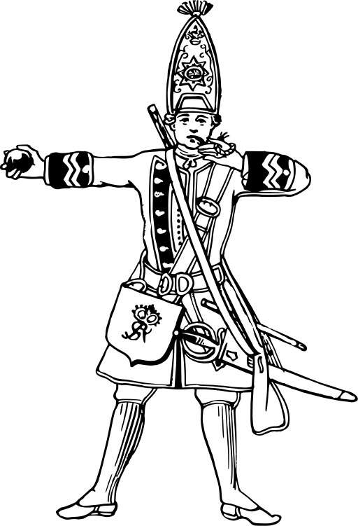 Black And White A Man In A Suit With A Sword