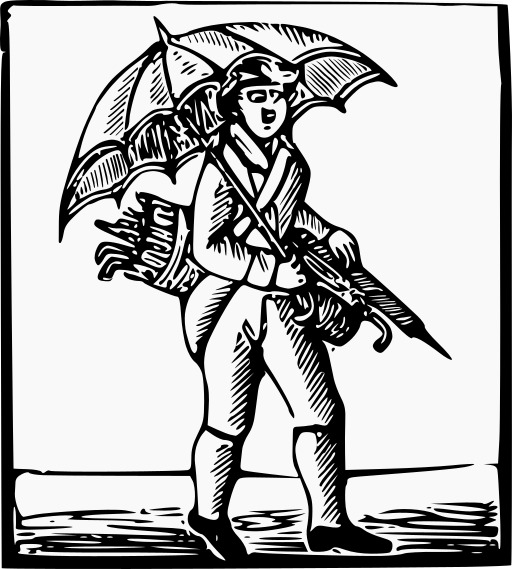 블랙 And White A Man With An Umbrella
