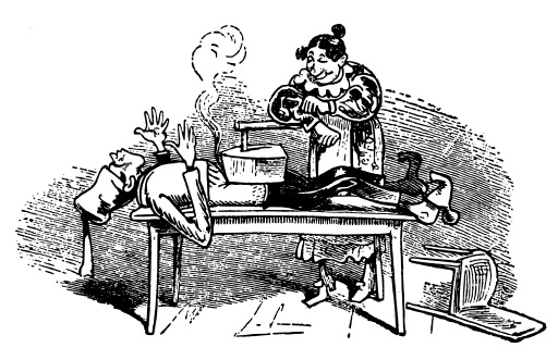 Black And White Image Of A Man Sitting At A Desk With A Cat에