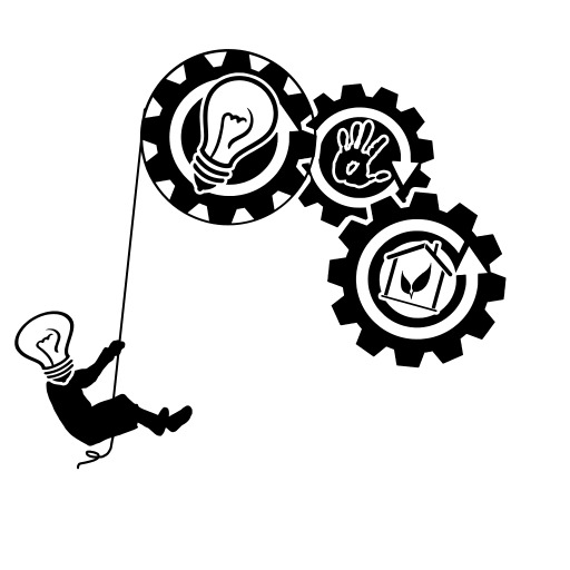 블랙 And White Image Of A Man With Gears
