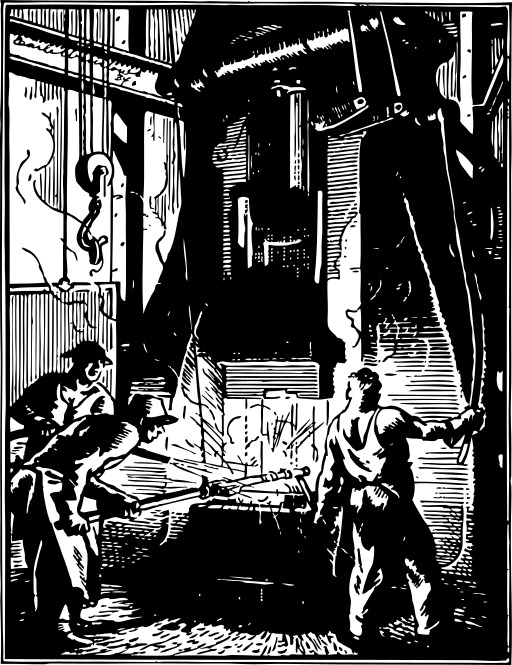 블랙 And White Two Men Working In A Factory