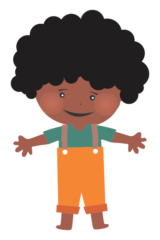 만화 아프리카의 미국 소년 와 Curly 머리 과 Orange 전체