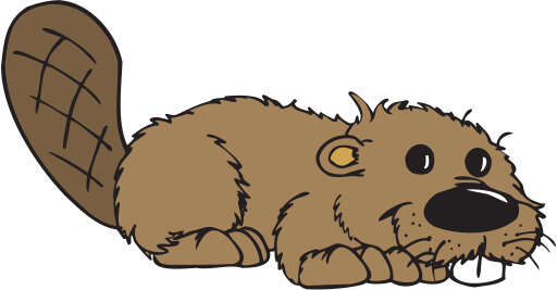 Cartoon Beaver with a Big Nose and a Long Tail