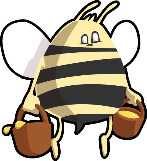 Cartoon Bee with Buckets and Honey Pot