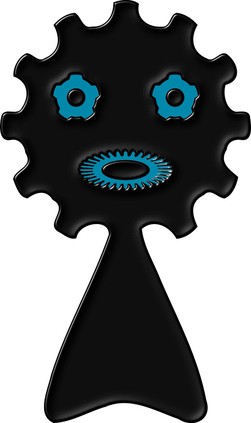 만화 검정 과 blue 얼굴 와 gears 과 눈