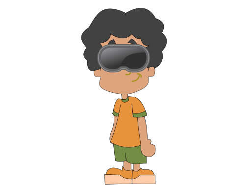Cartoon Boy Wearing a Pair of Goggles and a Shirt