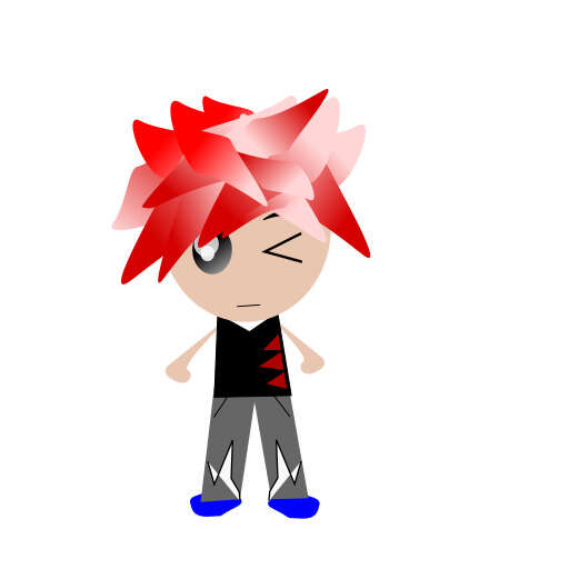 Cartoon Boy with Red Hair and Black Shirt with Headphones