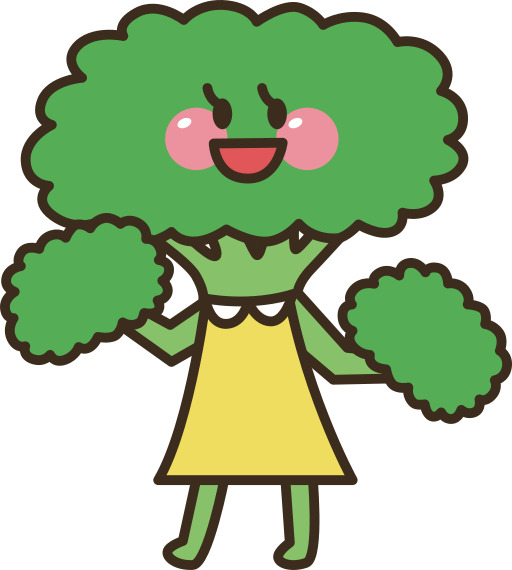 만화 broccoli 와 a 행복한 얼굴 과 a 치어리더의 pom poms