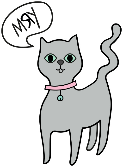 만화 고양이 와 Speech Bubble Saying Mm