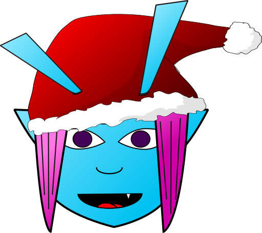 Cartoon Character Wearing a Santa Hat with Pink Hair and Purple Hair