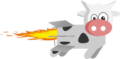 Cartoon Cow with a Fireball in Its Mouth