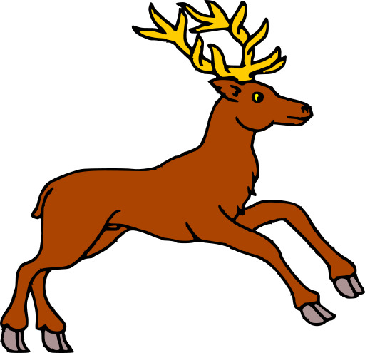 흰색 배경을 달리는 antlers와 만화 deer