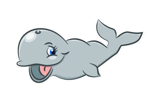 Cartoon Dolphin with Open Mouth and Tongue Sticking Out