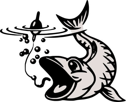 cartoon fish with a hook and a hook on it s head