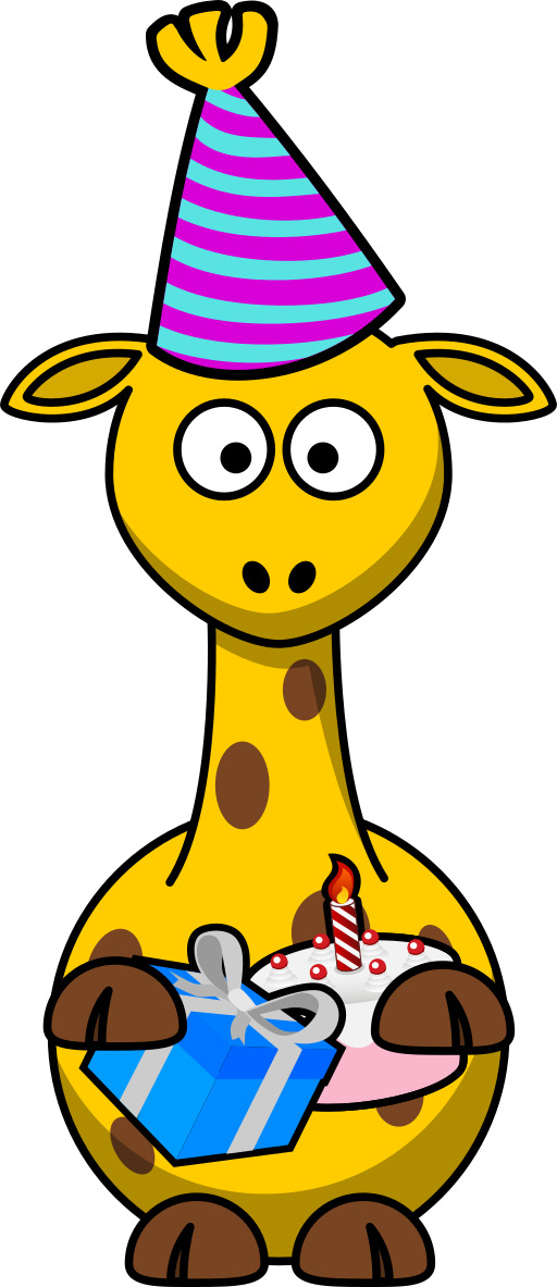 생일 케이크와 선물로 만화 Giraffe
