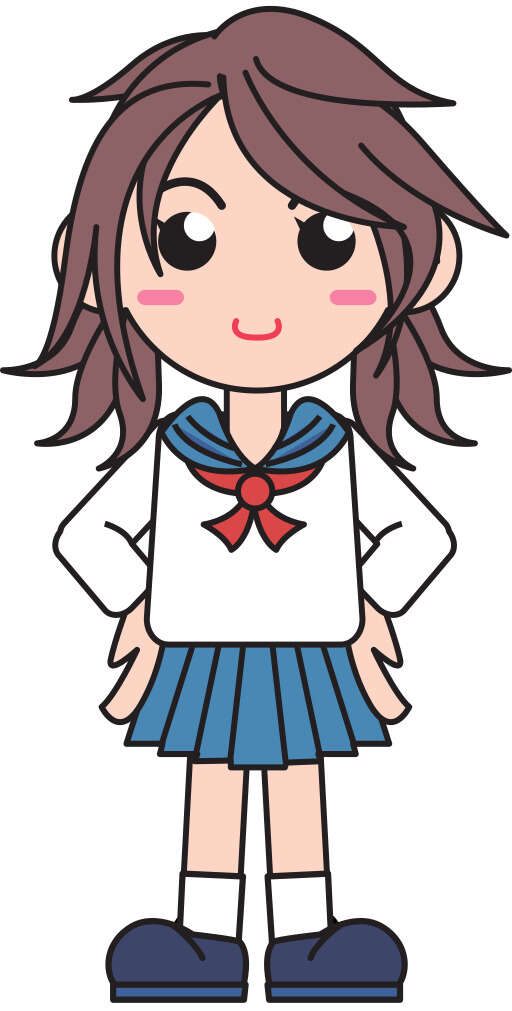 Cartoon Girl in Sailor Outfit with Bow and Sailor Hat