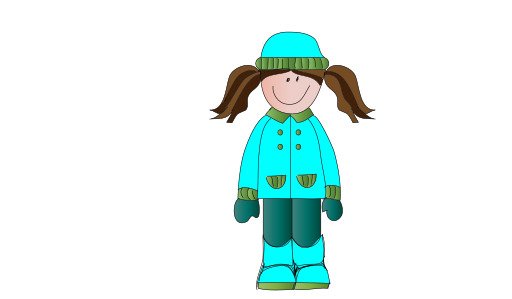 만화 소녀 에 Winter Coat 과 Hat 와 Gloves