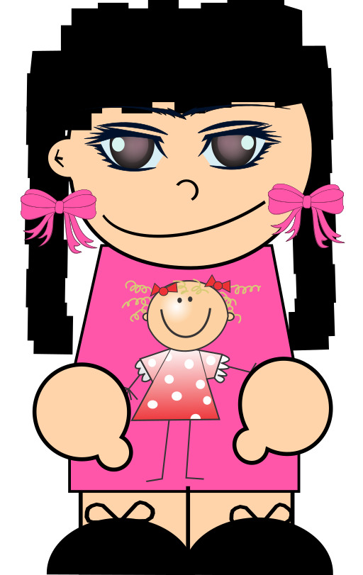 만화 소녀 와 a 인형 clipart