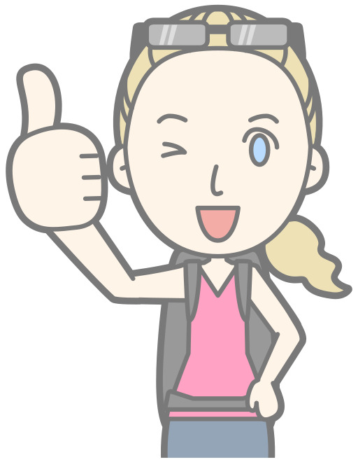 만화 소녀 와 배낭 Giving Thumbs 올라