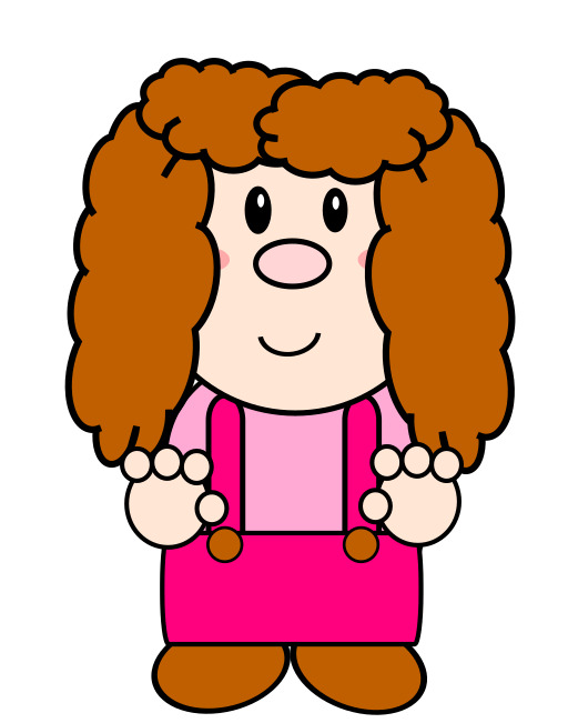 만화 소녀 와 Curly 머리 과 Pink 전체