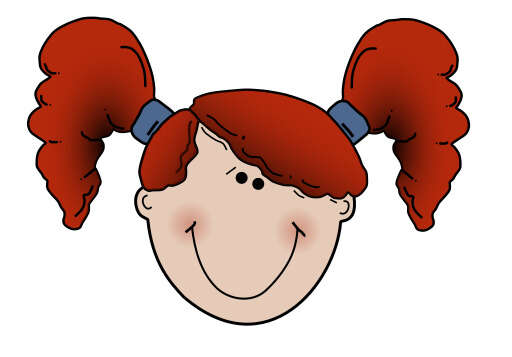 Cartoon Girl with Red Hair and Ponytails Smiling