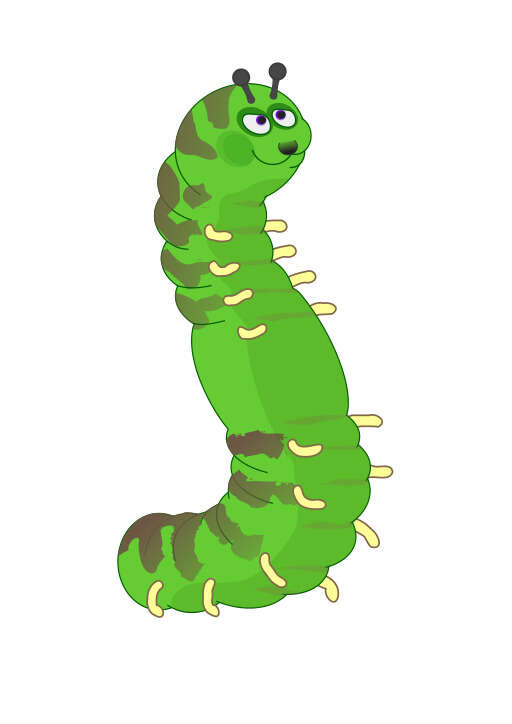 Cartoon Green Caterpyworm with Yellow Spots and a Black Eye