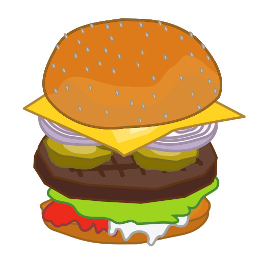 만화 hamburger 와 치즈 onion lettuce 과 토마토