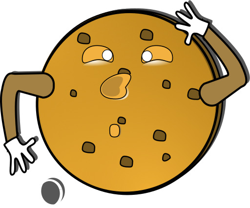만화 이미지의 Cookie 와 얼굴과 손 에 그것