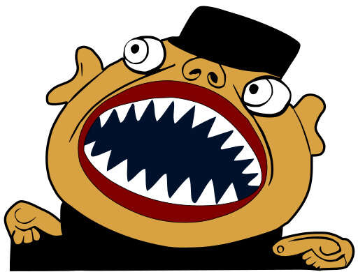 Cartoon Image of a Man with a Big Mouth with a Big Tooth