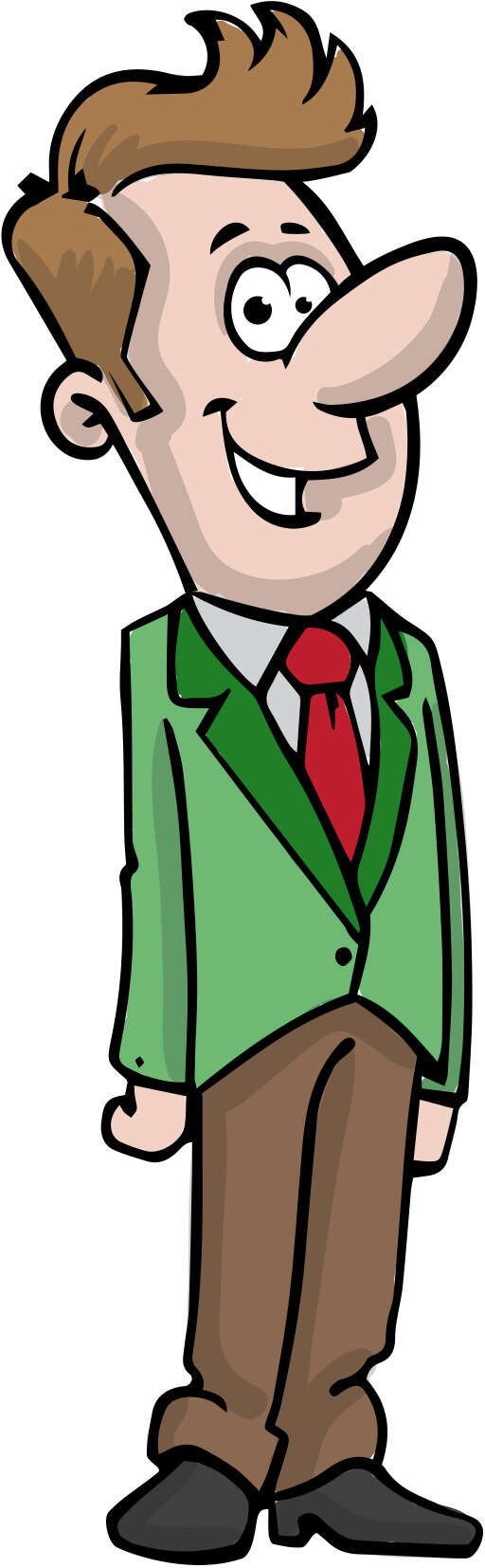A Cartoon Man In A Green Jacket And Red Tie