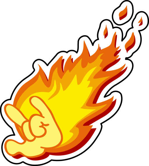 Cartoon of a Hand with a Peace Sign on It Is on Fire